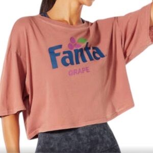 NEW! $68 Wildfox Coca Cola Fanta Grape Oversized Cropped Tee in Ash Rose - SM